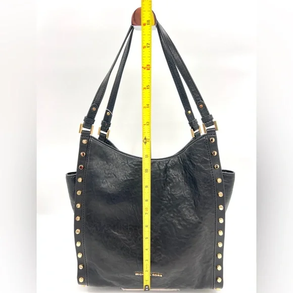 Michael Kors Black Studded Leather Hobo Bag - Picture 13 of 13